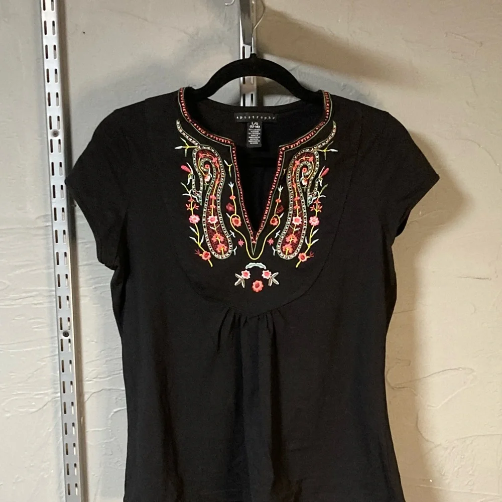Apostrophe Black Fitted Embellished Blouse - Picture 1 of 6